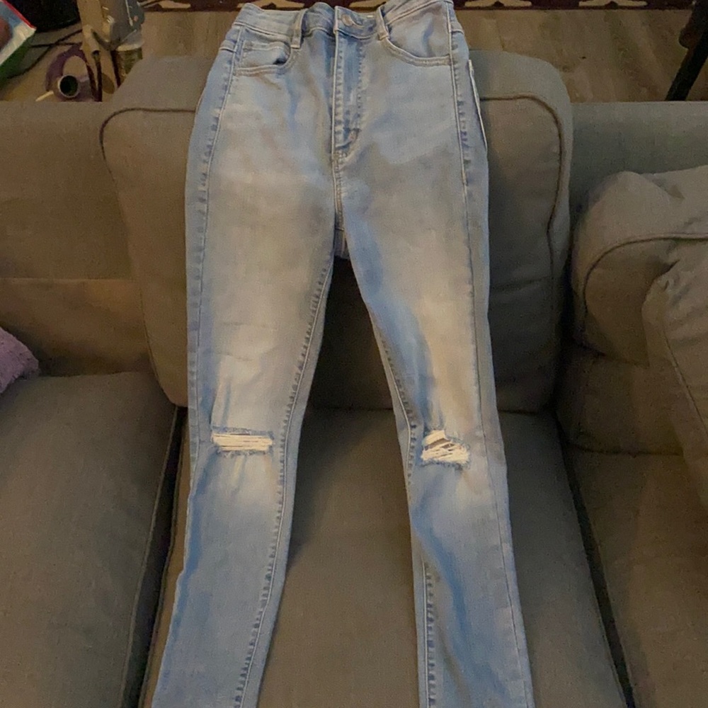 Medium Wash Garage Jeans With Knee Rips
